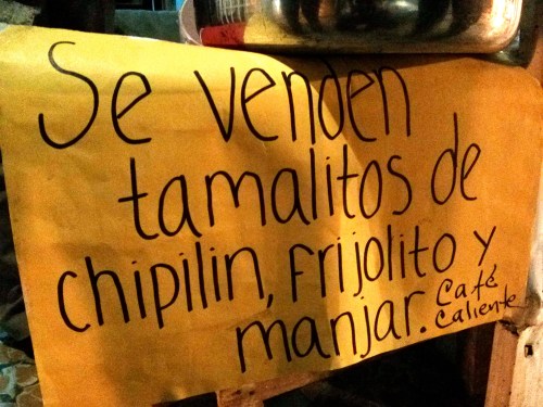 Tamales and hot coffee for sale